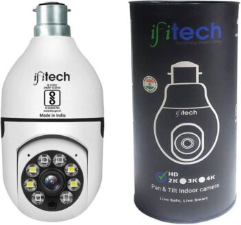 IFITech 3MP HD Bulb Type PTZ Indoor HD CCTV Wireless Ca...