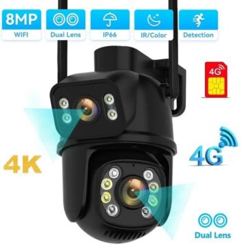 AVOIHS 4G SIM Smart CCTV Camera Dual Lens DualScreen PT...