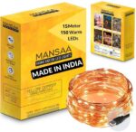 MANSAA 150 LEDs 15 m Gold, Yellow Steady Water Drop Ric...