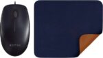 Bestor 2 in 1 COMBO wired Mouse with PU Vegan Leather M...