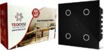 TEQOOZ 4-Touch WiFi Switch (Black) | Smart Life, Alexa,...