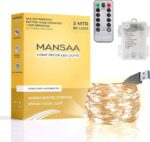 MANSAA 50 LEDs 5 m Yellow, Gold Flickering String Rice ...