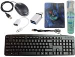 ANJO 6 in 1 Combo Of Wired LED Mouse-Mouse Pad-Cleaning...