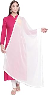 Woman's Plain Chiffon Dupatta with border lace