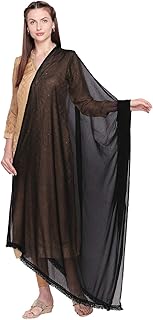 Woman's Chiffon Dupatta with lace on border.