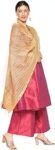 Women's Self Design Silk Blend Dupatta (DB2758_Gold_Free)