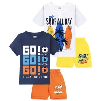 Boys Regular Fit Cotton T-Shirts & Shorts Set (Multi-Colored)