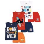 Kids Pretty Comfy Regular Fit Cotton T-Shirt & Shorts Set (Multi-Colored)