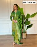 Presenting Beautiful Heavy quality Chinon Silk Fabric designer festive wear kurti pant and duppta