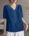 Women's Floral Embroidery Soft Cotton Top