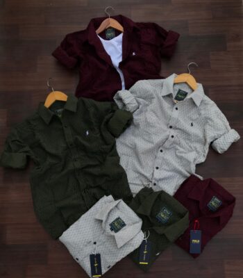 Premium Quality Popcorn Cotton Self Designer Full Sleeves Shirt Article