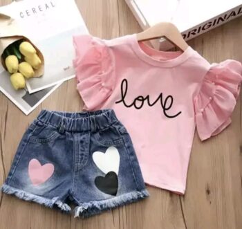 Girls Comfotable Tshirt & Demin Shorts Clothing Set