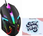 UniBoss RGB Gaming Mouse with Mouse Pad Wired Ambidextr...
