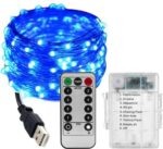 MANSAA 50 LEDs 5 m Blue Flickering String Rice Lights