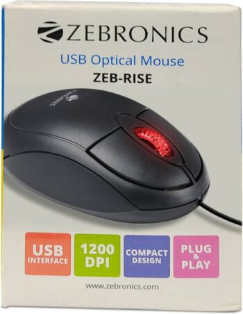 ZEBRONICS ZEB-RISE Wired Ambidextrous Optical Mouse