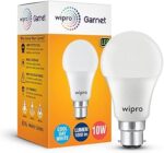wipro Garnet 10W LED Bulb for Home & Office |Cool Day White (6500K) | B22 Base|220 degree Light coverage |4Kv Surge Protection |400V High Voltage Protection |Energy Efficient | Pack of 1