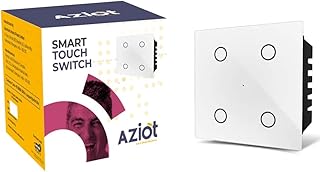 AZIOT SMART MODULAR 4 GANG TOUCH SWITCH (6 amps each) - GLASS (Not Acrylic): Elevate Your Home with Effortless Control (Fits in Anchor Roma Classic and similar plates) Home Automation, White