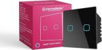 HomeMate® WiFi 2 Gang Touch Switch | No Hub Required | Compatible with Alexa and Google Home | 15 A (1, Black)