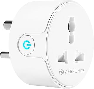 Zebronics ZEB-SP110, Smart Wi-Fi Plug Compatible with Google Assistant & Alexa, Supports Upto 10A and Comes with a Dedicated APP That Features Scheduled Control.