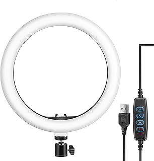 Tygot 10" Portable LED Ring Light with 3 Color Modes Dimmable Lighting | for YouTube | Photo-Shoot | Video Shoot | Live Stream | Makeup & Vlogging | Compatible with iPhone/Android Phones & Cameras
