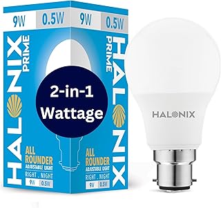 Halonix 2 in 1 All Rounder 9W,0.5W B22D Led Bulb Cool White & Off White,Pack of 1, Multi Wattage with Adjustable led Light