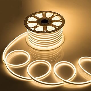 Gesto 16.4 Feet Neon Lights With 12V Adaptor - Wall Decor Led Strips Lights for Decoration,Cuttable Flexible Decorative lights for Customized name |Waterproof Rope light for Indoor,Outdoor(Warm White)