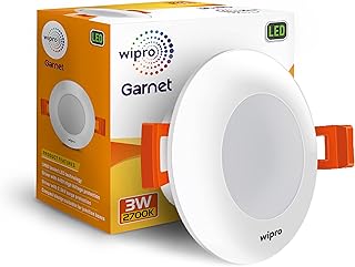 wipro Garnet 3W Led Mini Downlight Warm White (2700K) Compact Design with 120 Beam Angle Recessed Down Light for False Ceiling Cutout-2.3 Inch Pack of 1